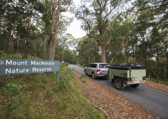 Four-wheel drive and trailer entering Mount Mackenzie Nature Reserve 