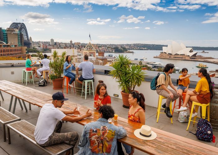 Guests on the rooftop at YHA Sydney Harbour, The Rocks