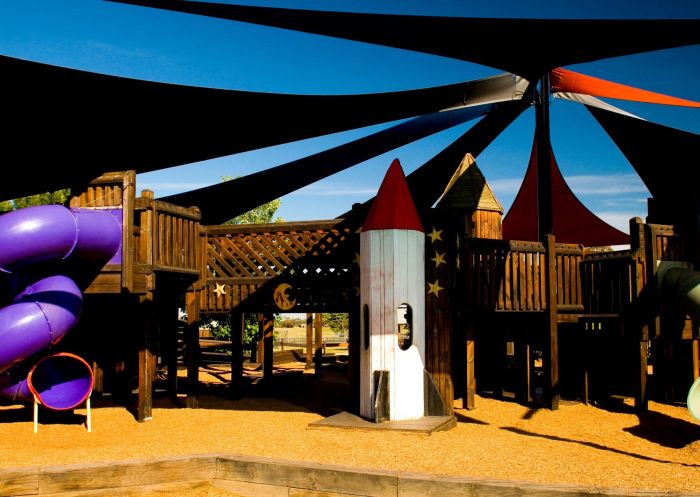 Playground equipment at Orange Adventure Playground, Dubbo