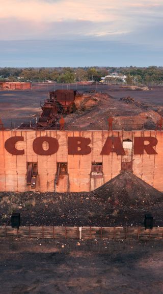 The Cobar sign in the historic mining town in Outback NSW