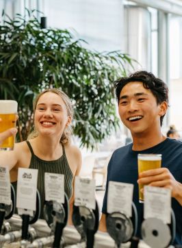 Young people being served beer, Modus Brewing, Newcastle