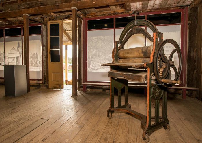 Colonial artefacts inside the Great Western Store, Hill End