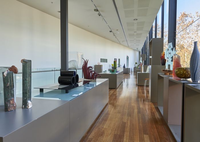 Pieces in the National Art Glass Collecting held at the Wagga Wagga Art Gallery at Wagga Wagga  in Riverina, Country NSW