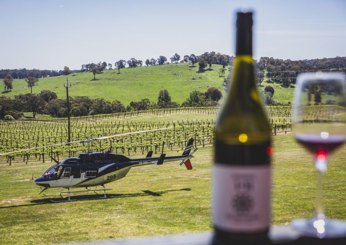 Truenorth Helicopter on the grounds of Courabyra Wines in Tumbarumba, Snowy Valleys 