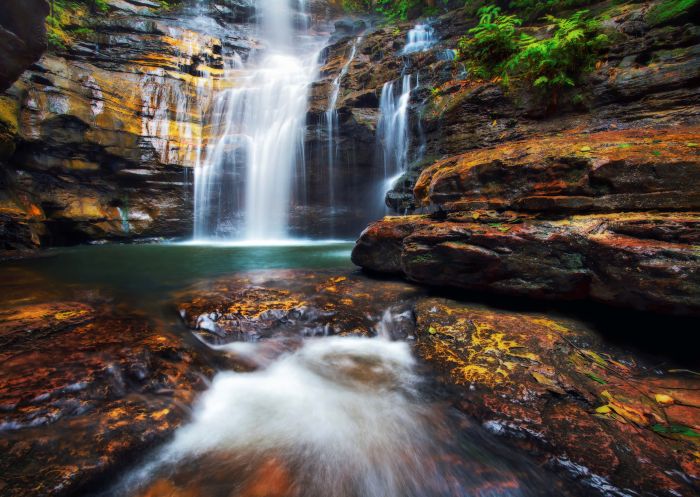 Water flowing down Empress Falls in the Blue Mountains National Park
