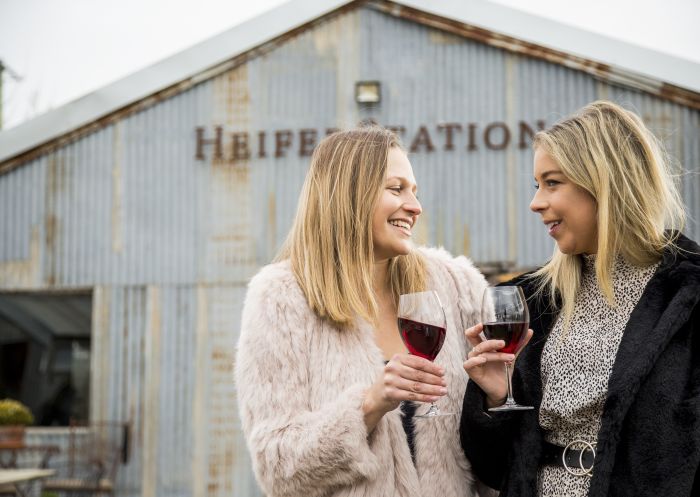 Friends enjoying wines from Heifer Station in Orange, Country NSW