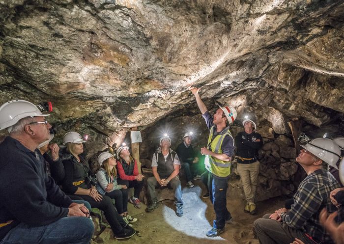 Tourists enjoying an underground tour of the Day Dream Mines at Silverton in Broken Hill, Outback NSW