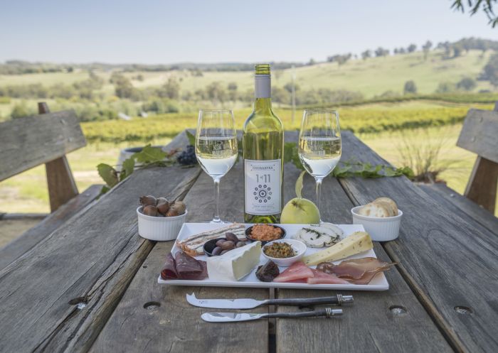 Cheese platter and wine available from Courabyra Wines, Tumbarumba