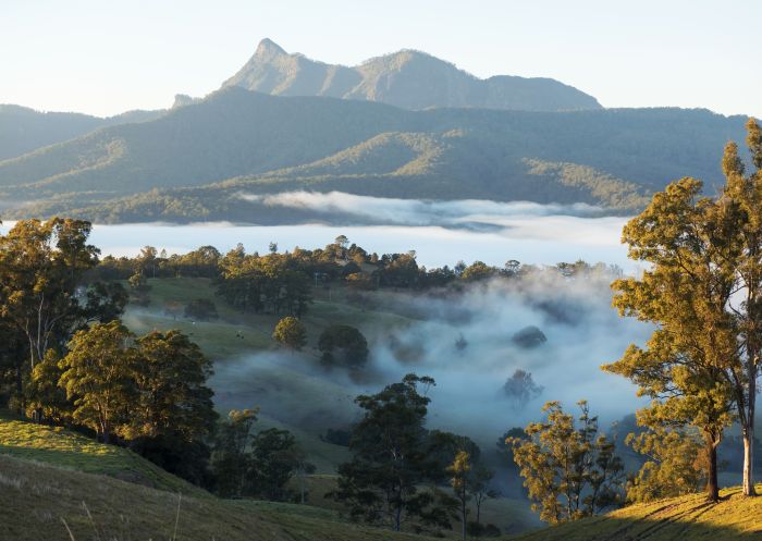 Scenic country views of Wollumbin Mount Warning in the Tweed Range