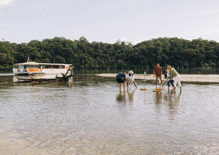 People enjoying a Catch A Crab tour along the Tweed River, West Tweed Heads.