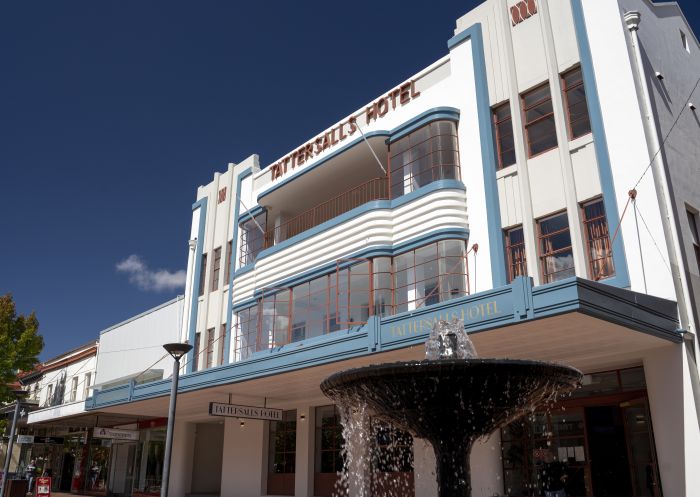 The historical facade of the Tattersalls Hotel in Armidale, Country NSW