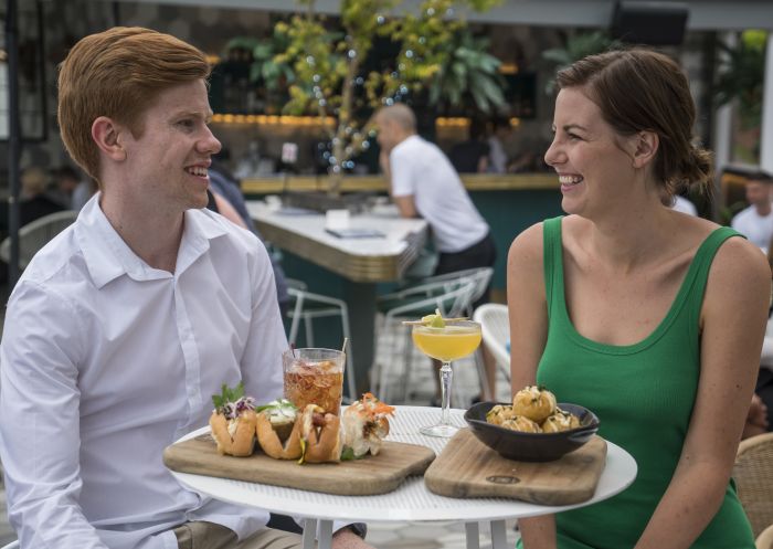 Couple enjoying lunch at Humber Rooftop Bar,  Wollongong