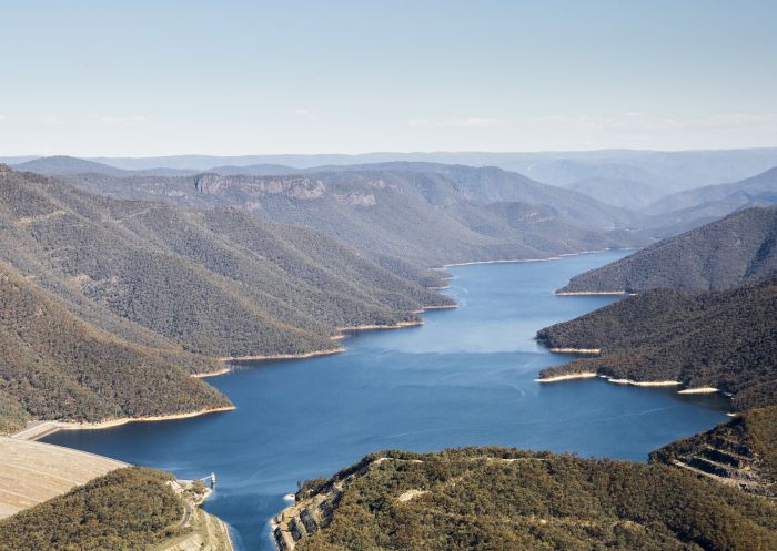 Scenic flight over Tumut River and the Talbingo Reservoir in the Snowy Mountains.
