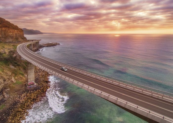 The scenic coastal drive along Sea Cliff Bridge in Clifton, Wollongong