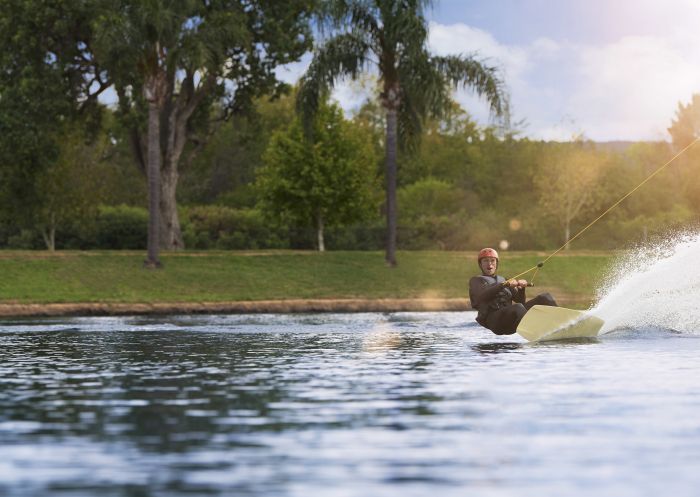 Man enjoying an action-packed experience at Cables Wake Park, Penrith