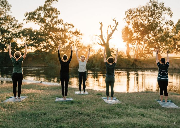 Early morning Yoga with Downstream Yoga at Gundagai in Riverina, Country NSW