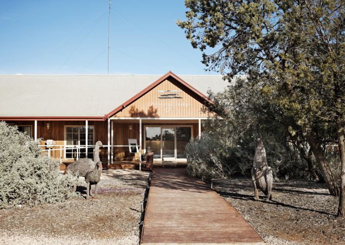 Front entrance to the Mungo Lodge, accommodation situated on the doorstop of Mungo National Park in Outback NSW