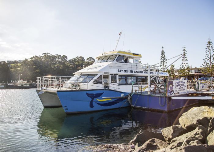 The Cat Balou cruise vessel docked in Twofold Bay in Eden, Merimbula and Sapphire Coast, South Coast