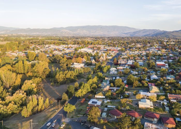 Aerial overlooking the country town of Tumut