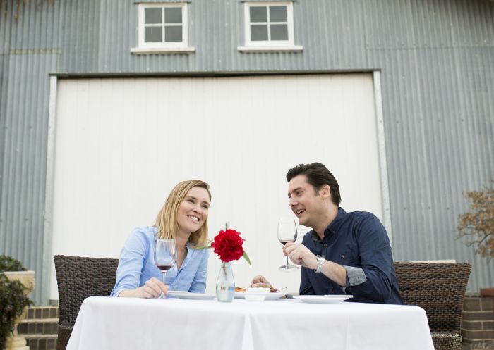Couple dining at Merilba Estate Wines restaurant in Uralla , Tamworth Area
