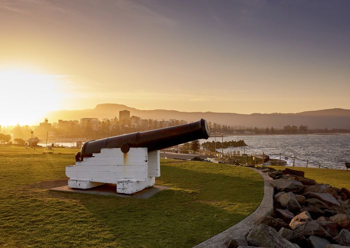 Sun rising over the canons in Flagstaff Hill Park, Wollongong 