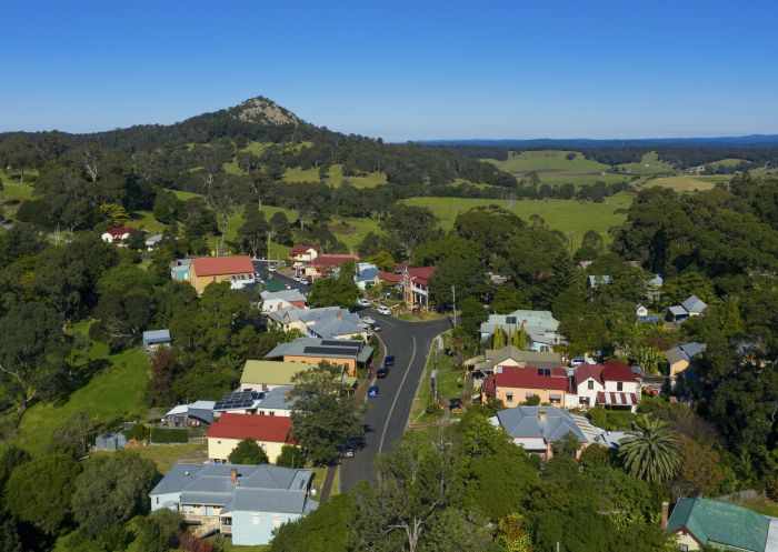 Aerial view overlooking Central Tilba on the State's South Coast