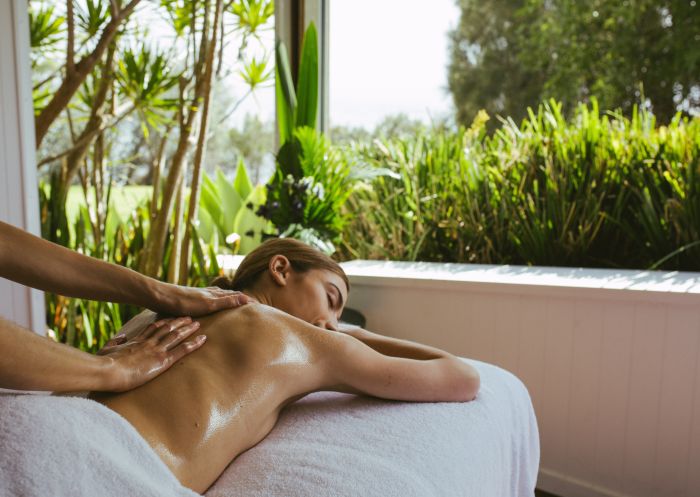 Massage in outdoor cabana at Spa by the Sea in Mollymook Beach, Jervis Bay & Shoalhaven