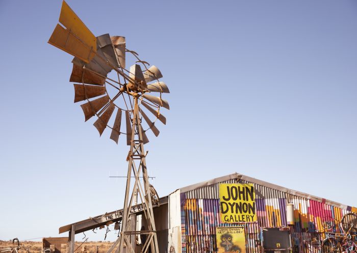 Exterior view of the John Dynon Gallery in Silverton, Outback NSW