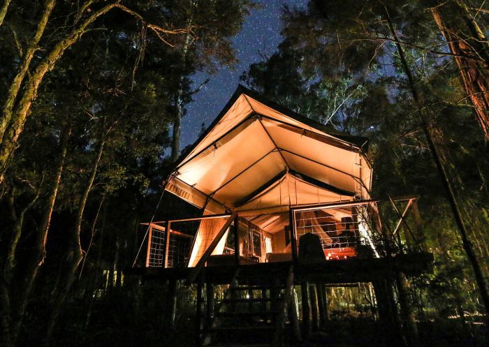 Luxury safari tent accommodation at Paperbark Camp in Jervis Bay, South Coast