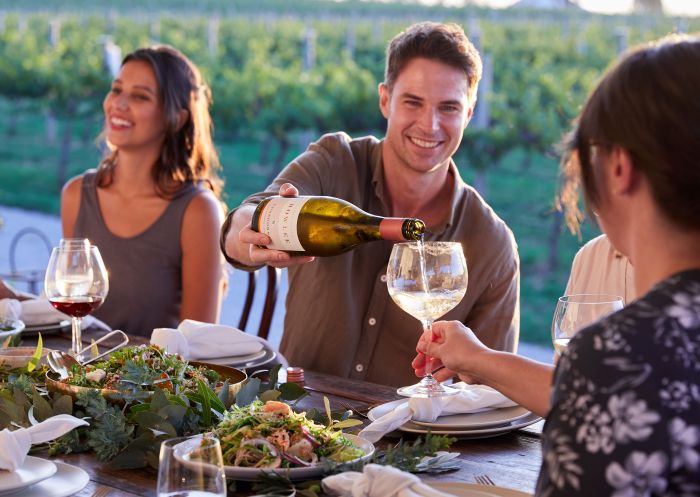 Group of friends enjoying vine to table experience, Rowlee Wines, Nashdale