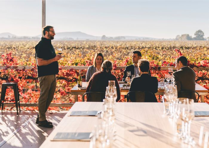 Business event delegates enjoying wine tasting experience at Yarran Wines, Yenda near Griffith