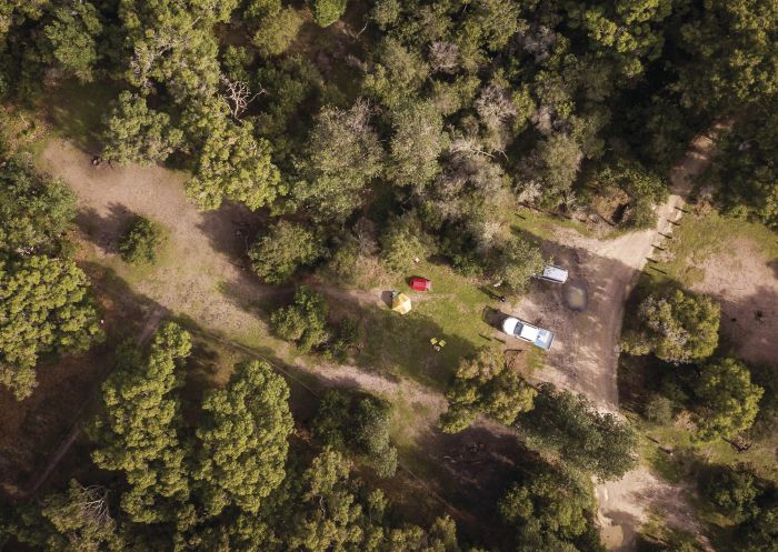 Aerial of Saltwater Creek campground, Beowa National Park