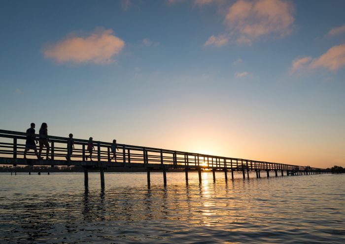 Urunga Boardwalk at sunset, Coffs Coast