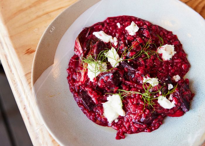 Beetroot risotto at The Mermaid Beach House, Coffs Harbour