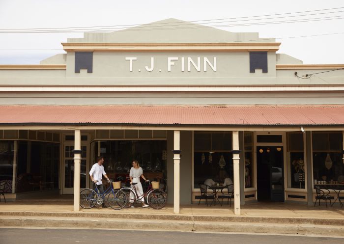 Outside the T.J. Finn Store (cafe and emporium), Canowindra