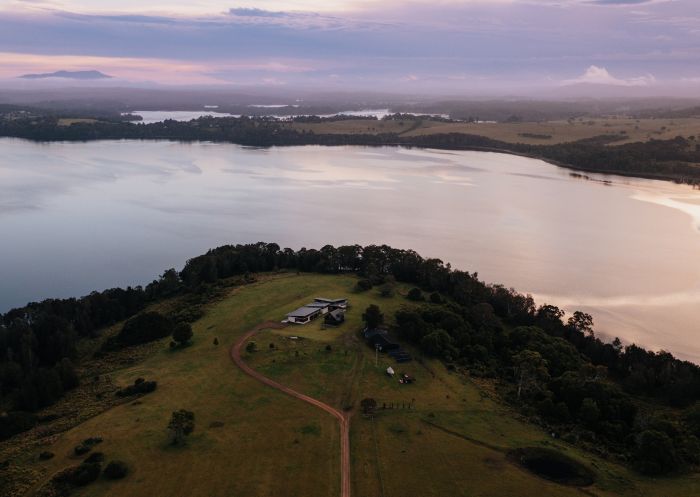 View of Somnium, surrounded by Coila Lake, Bingie