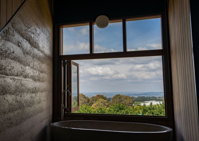 View of the orchard from the bath at Basalt, Orange