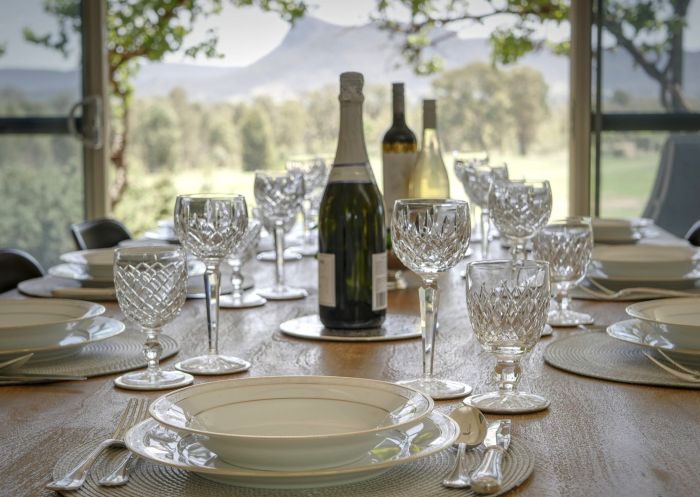 Dining room table setting at Belle Bois, Capertee Valley