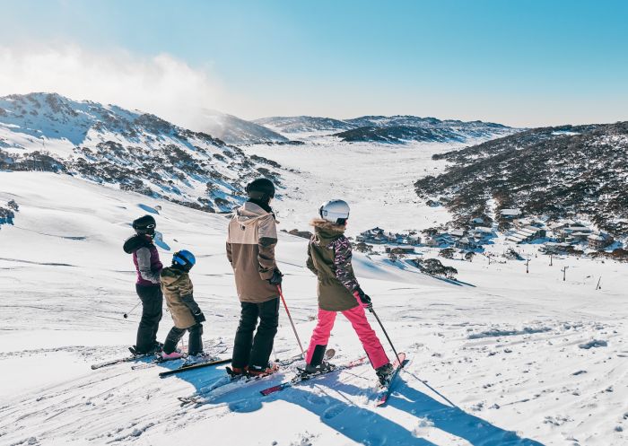Family enjoying a day of skiing at Charlotte Pass Ski Resort, Charlotte Pass