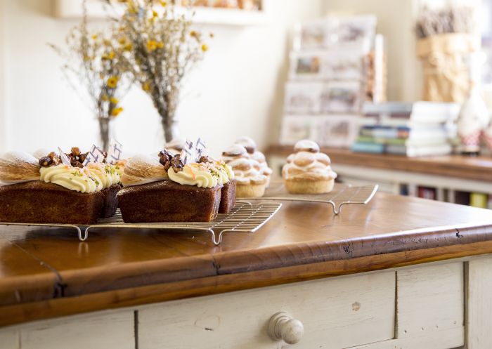 Baked goods on the counter at Old Mill Cafe & Bakery, Millthorpe