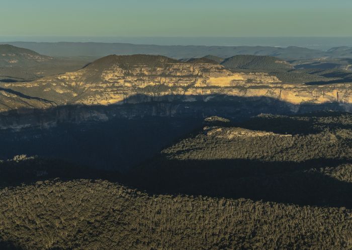 Aerial view of the cliff lines surrounding the Grose Valley, Blue Mountains