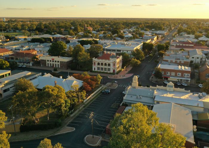 Aerial overlooking the town, Moree