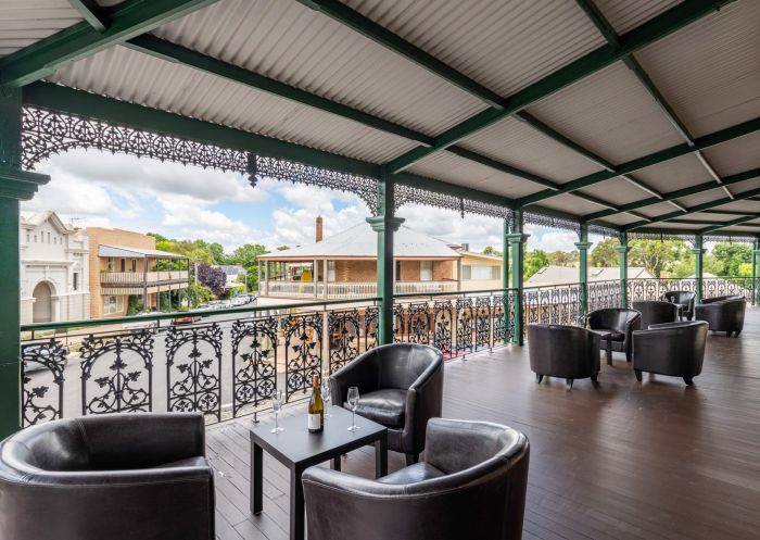 Balcony overlooking the town at Great Western Lodge, Millthorpe