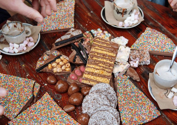 Selection of chocolate and hot chocolate at Junee Licorice and Chocolate, Junee