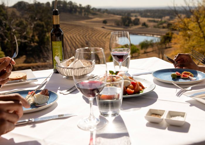 Food and wine overlooking Mount View at Bistro Molines, Mount View