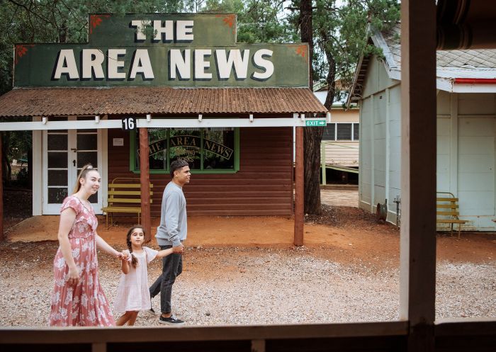 Family explores the Griffith Pioneer Park Museum, Griffith