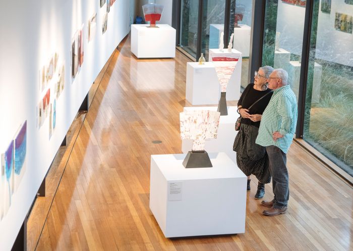 Couple enjoying exhibition at Wagga Wagga Art Gallery, Wagga Wagga
