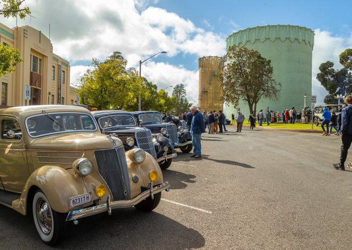 Vintage cars on display at the Australian Art Deco Festival, Leeton