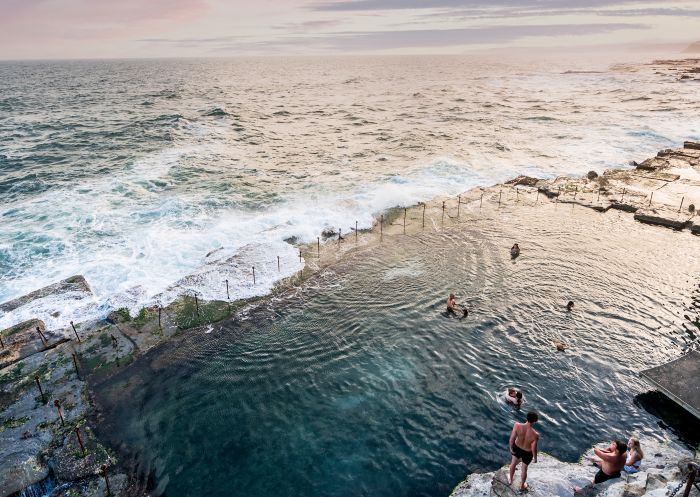 People enjoying a dip at the Bogey Hole, Newcastle