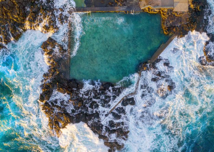 Aerial view of the Blow Hole Point Rock Pool, Kiama